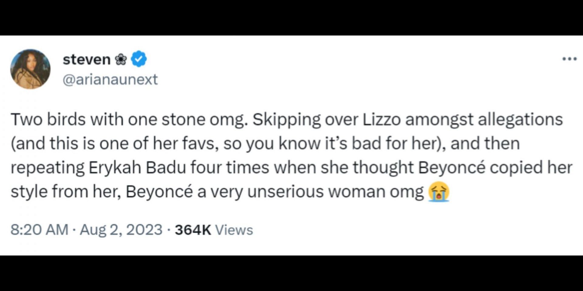 Internet reacts to Queen Bey skipping Lizzo&#039;s name in &quot;Break My Soul- The Queens Remix&quot;. (Image via Twitter/@PopBase)