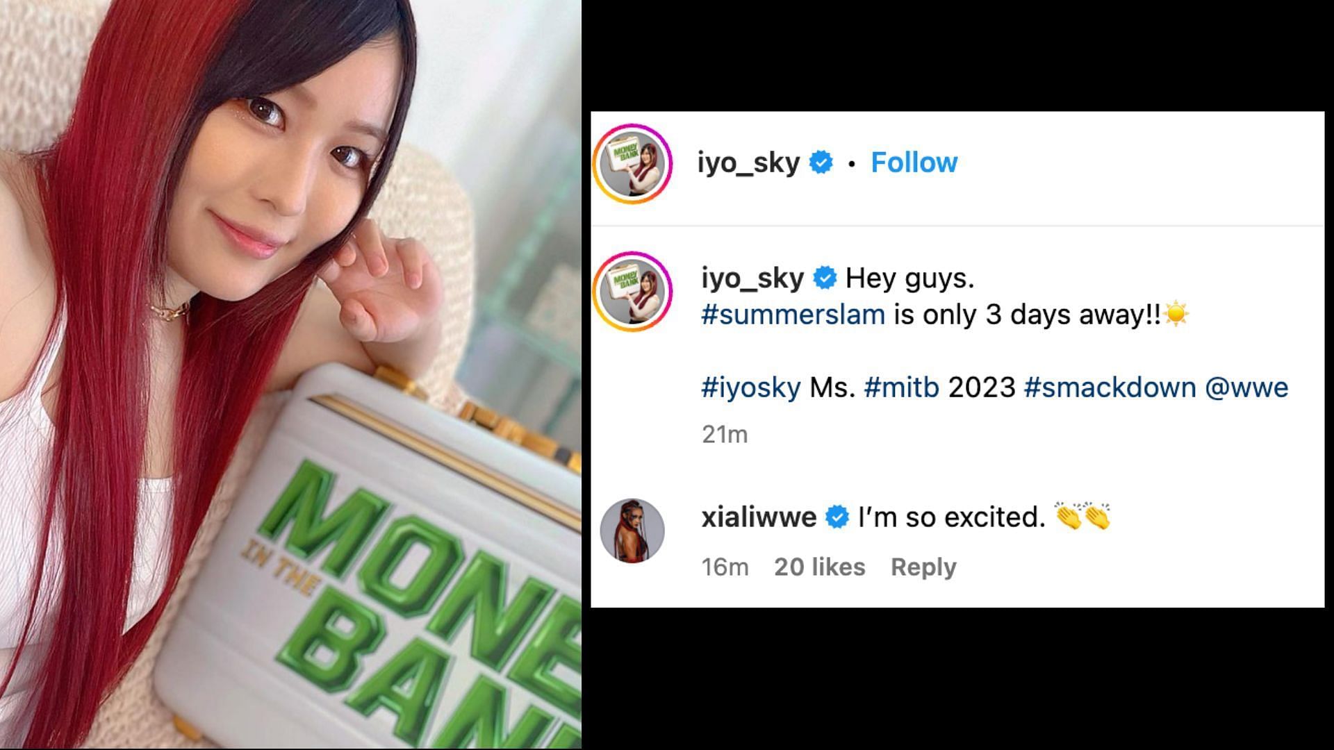 Xia Li sends a message to SKY on Instagram.