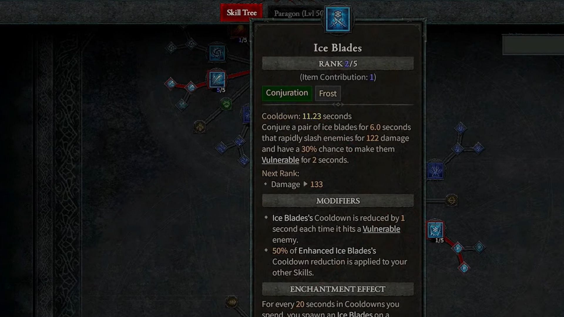 Ice Blades skill is also used in this build (Image via Diablo 4)