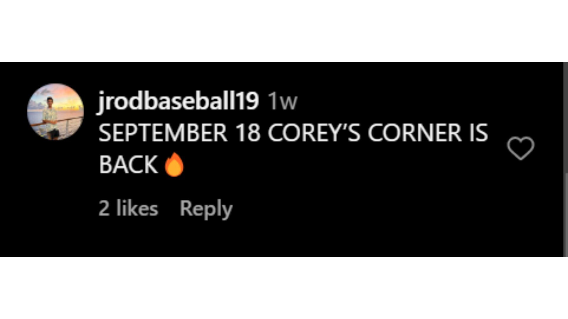 Cory's Corner: Bring Him Back