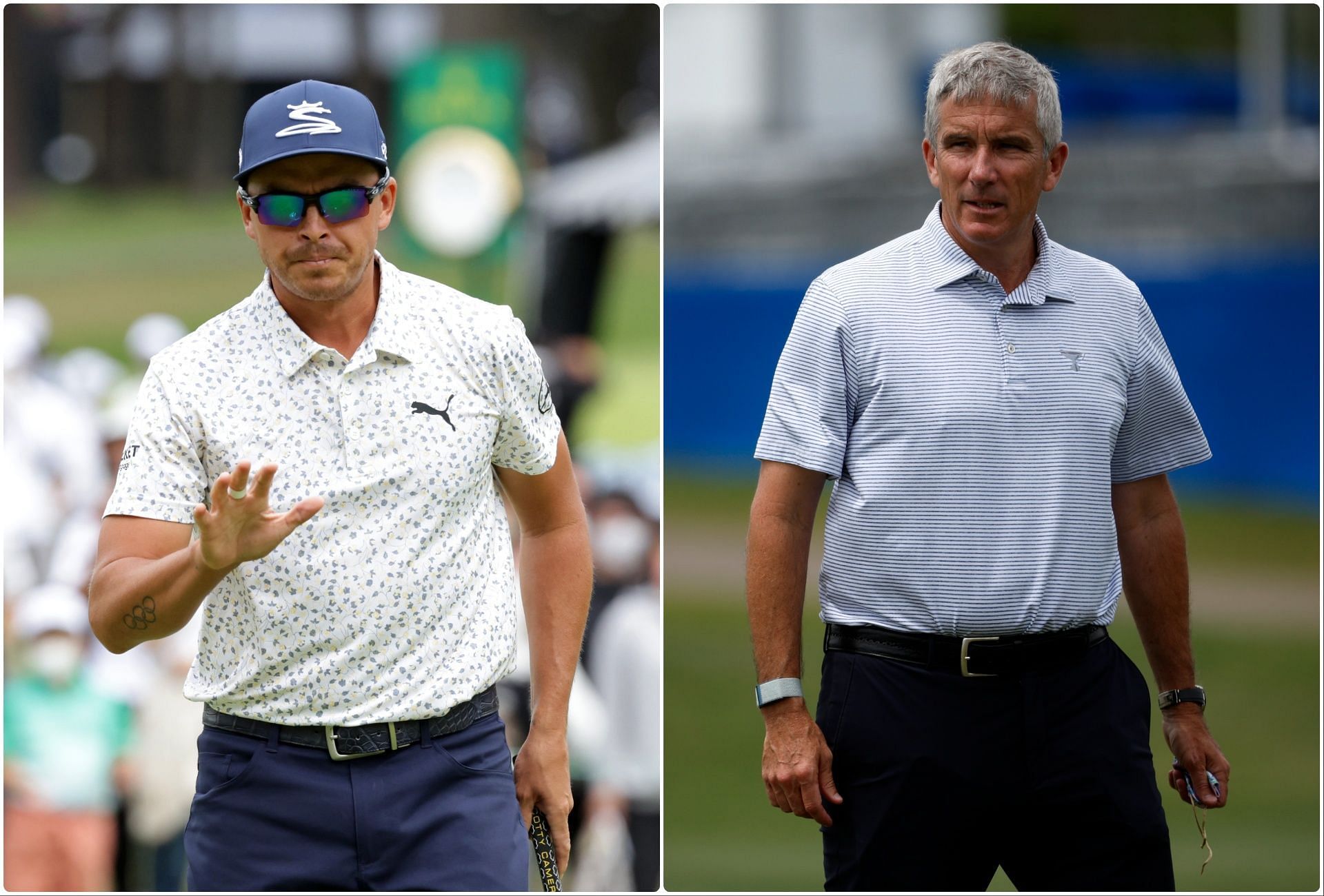 Rickie Fowler and Jay Monahan (via Getty Images)