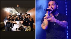 4X NBA champion Shaquille O'Neal's son Shaqir and his entire crew poses with Drake in his latest IG post