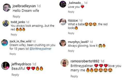 Fans reacting to Brittney Palmer's Instagram post