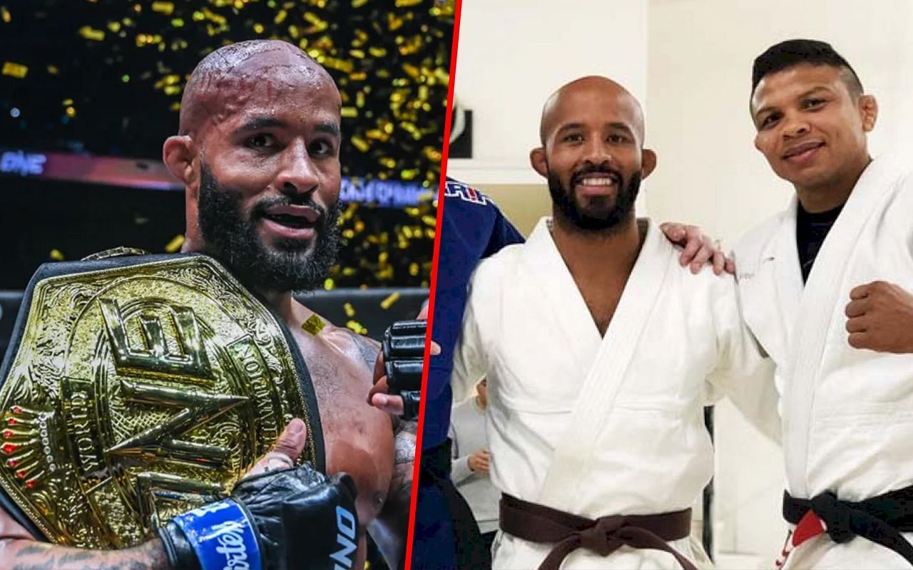 Demetrious Johnson with Bibiano Fernandes | Photo by ONE Championship