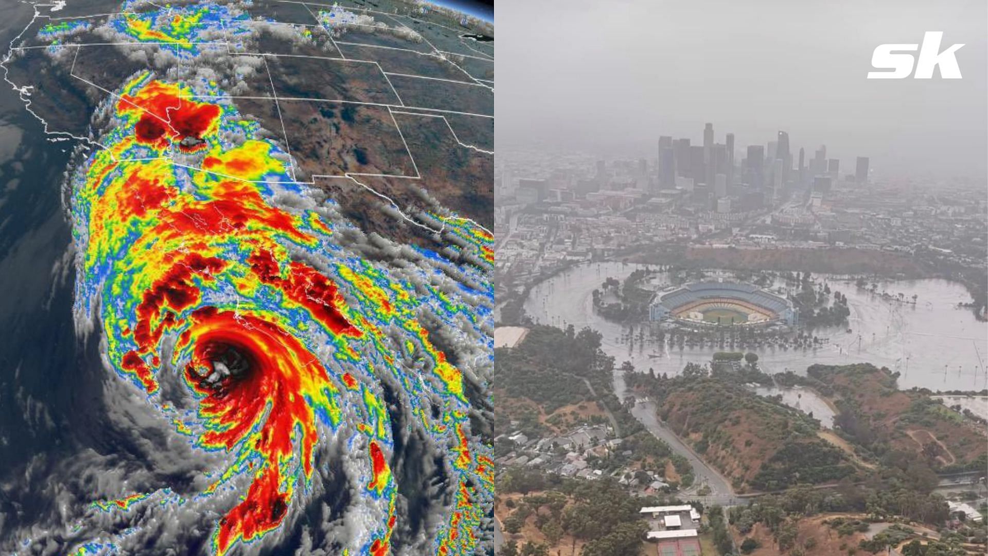 Images of Dodger Stadium after Tropical Storm Hilary are real