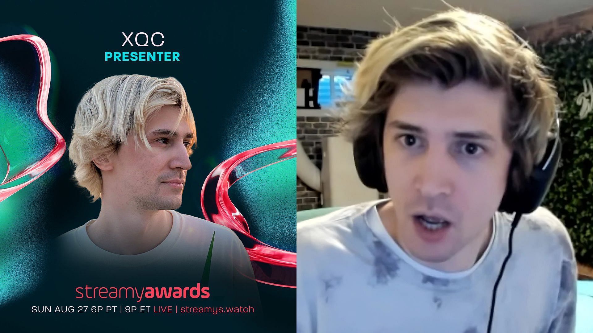 xQc shocked after Streamy Awards announced him as a presenter (Image via Streamy Awards/X)