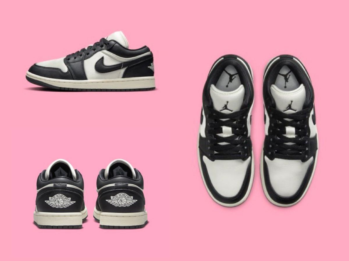 The upcoming Nike Air Jordan 1 Low &quot;Vintage Panda&quot; sneakers will be released exclusively in women&#039;s sizes during Holiday 2023 (Image via Sportskeeda)