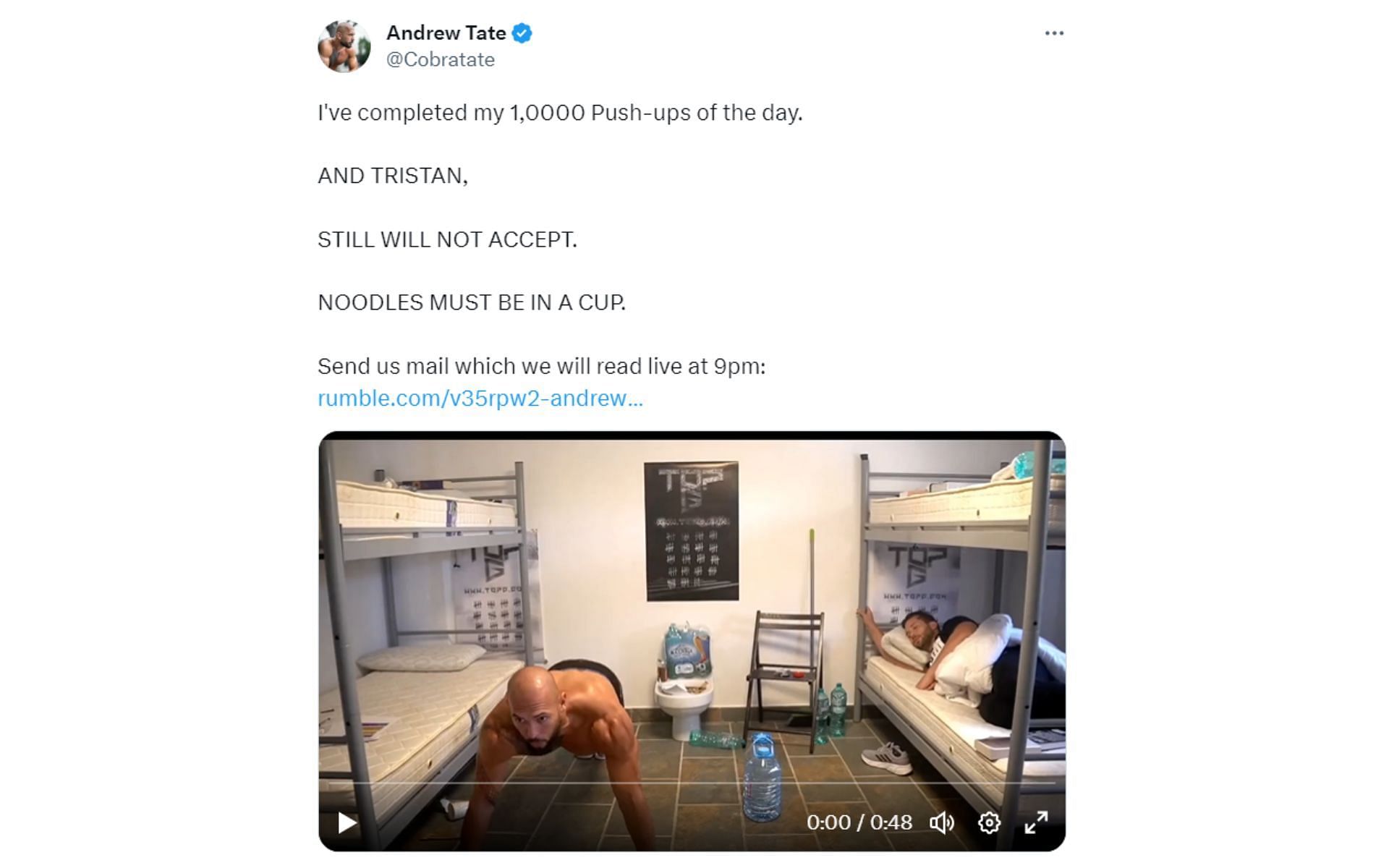 Andrew Tate&#039;s tweet