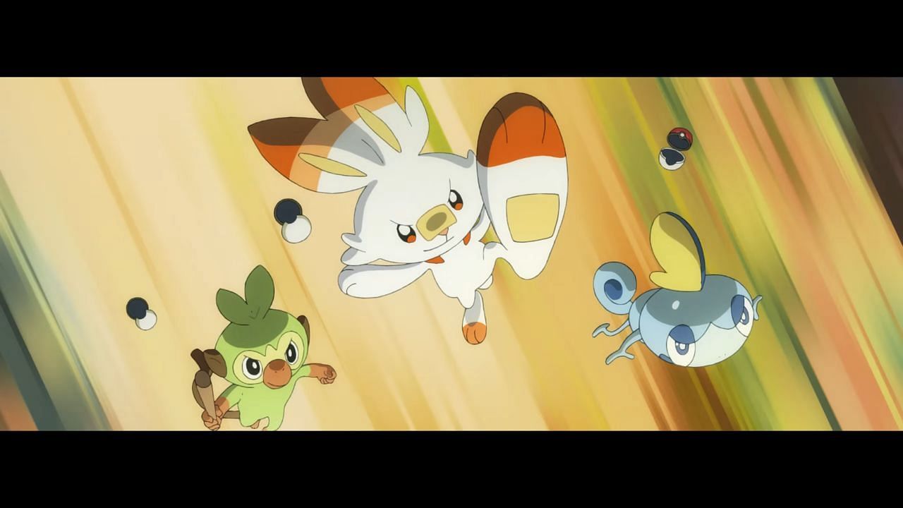 The Galarian starters as seen in a promotional music video (Image via The Pokemon Company)