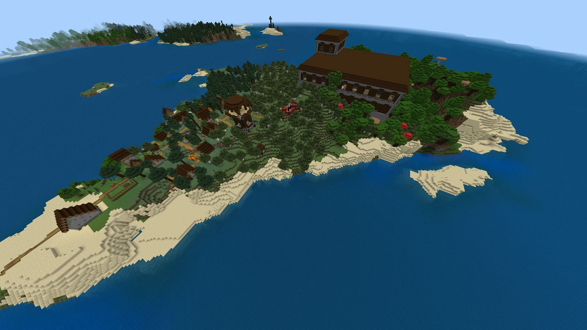 There&#039;s plenty of action in this seed right from the start (Image via Mojang)
