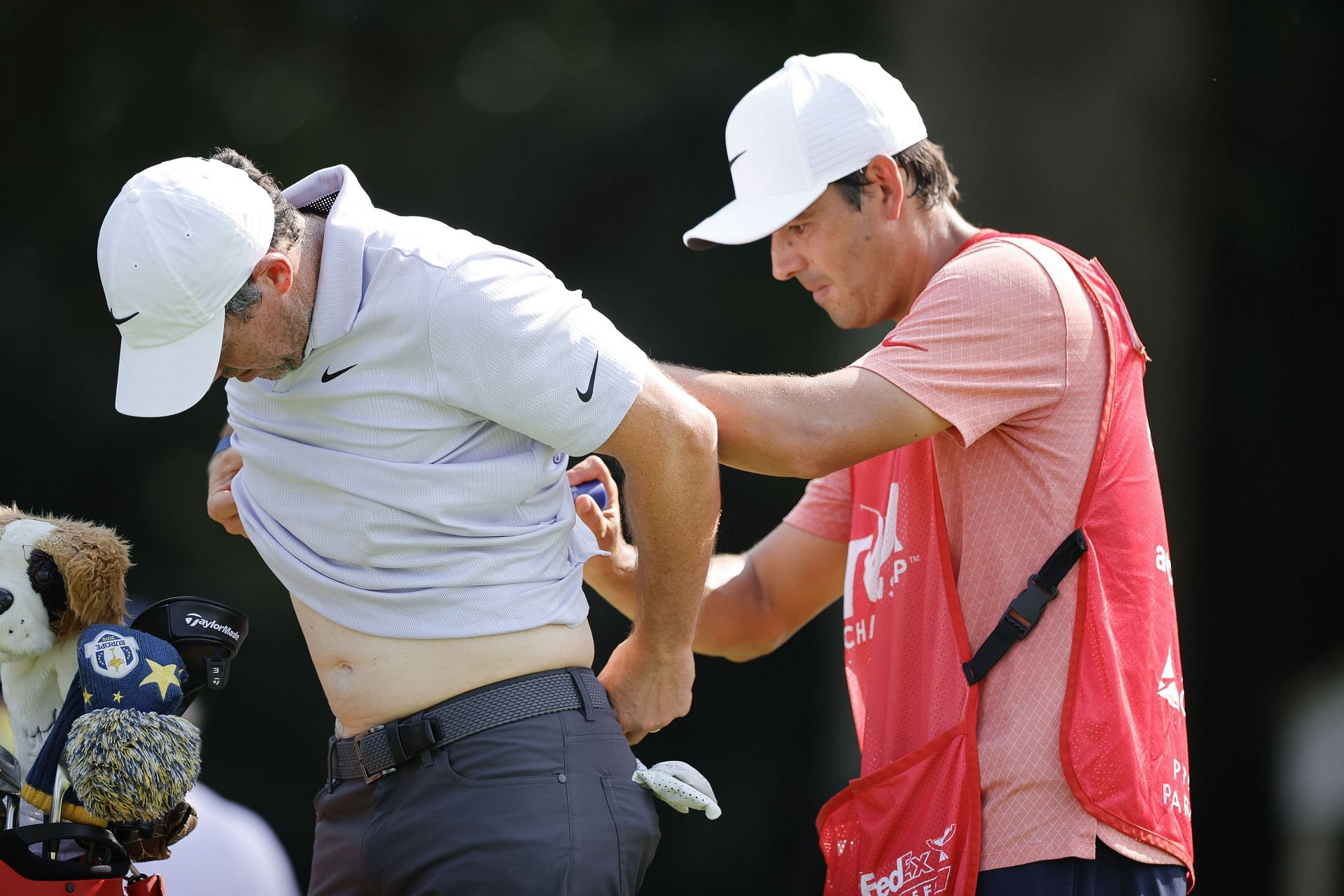 Rory McIlroy treating his lower back pain right at the course of the 2023 Tour Championship (Image via Getty).