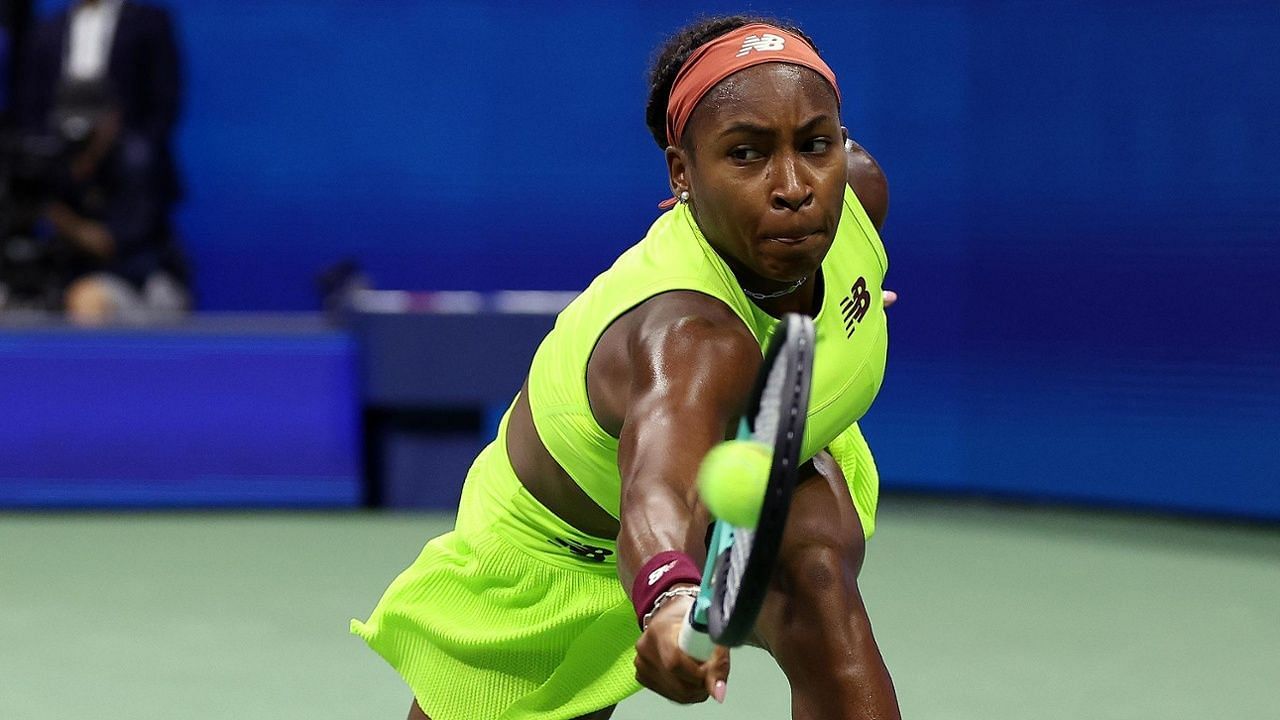 Coco Gauff in action on Day 1 of the 2023 US Open