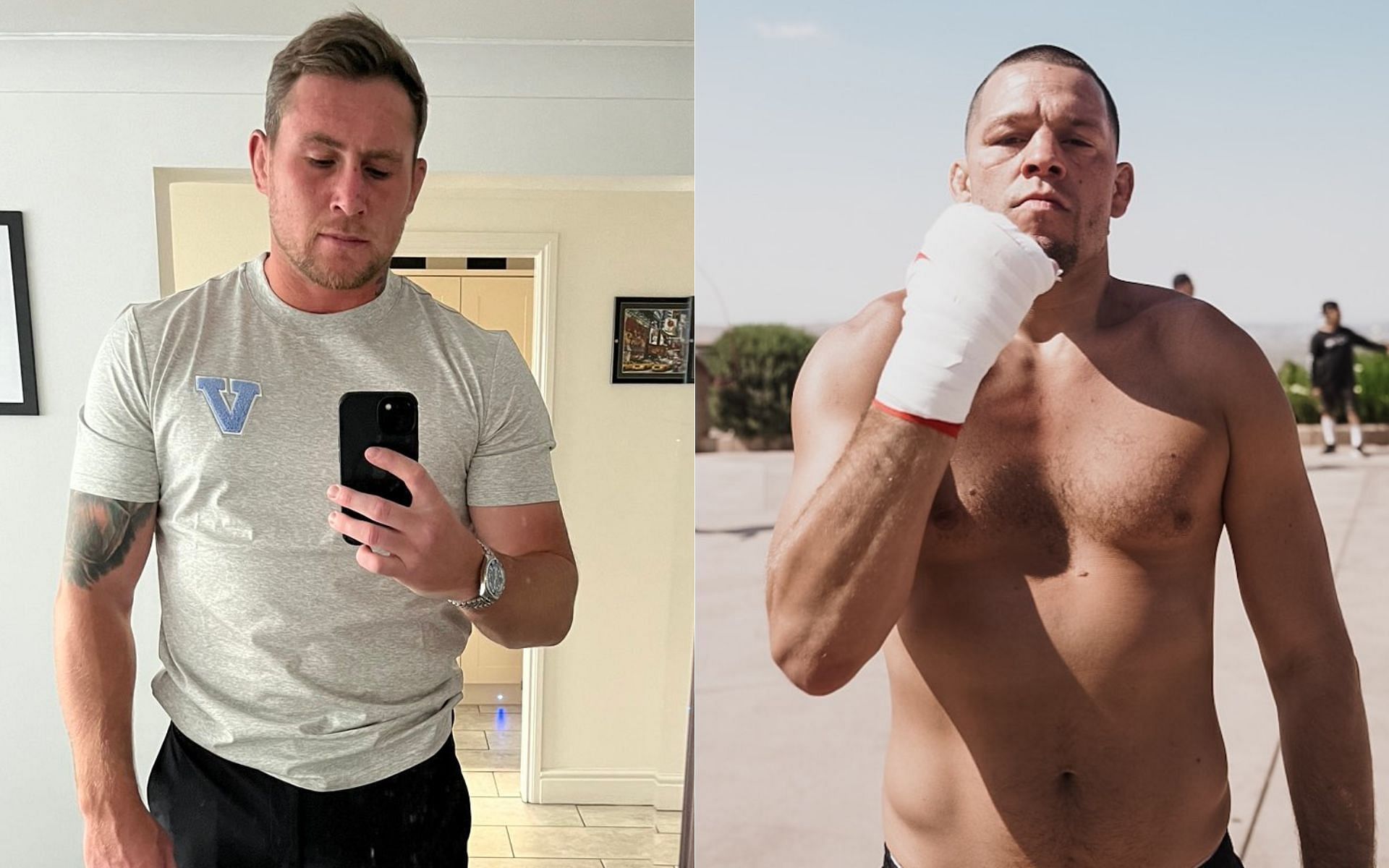 Darren Till (left) and Nate Diaz (right) [Image credits: @darrentil2 on Twitter and @natediaz209 on Instagram]