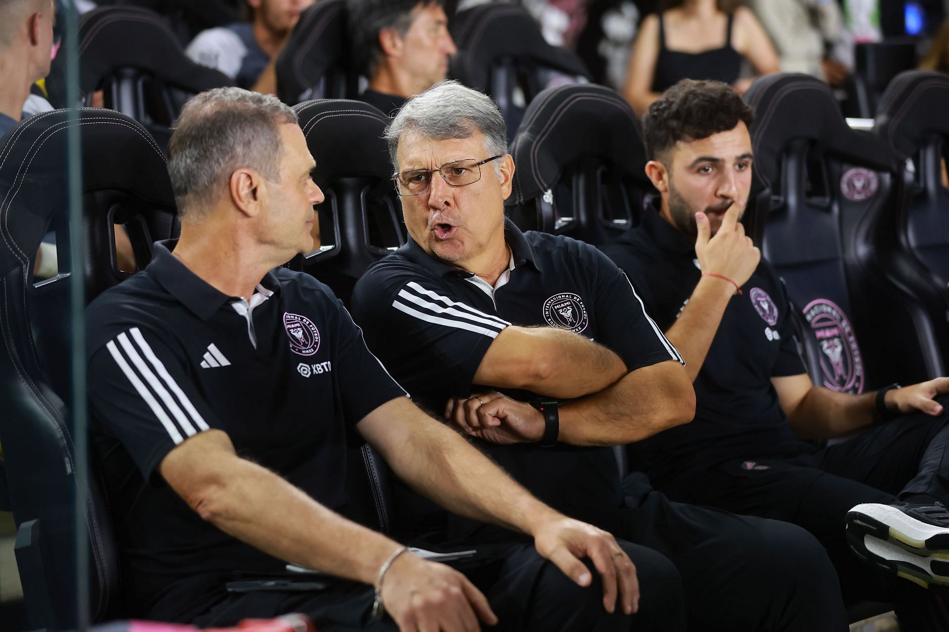 Gerardo Martino (middle) quashed suggestions Lionel Messi might be injured.