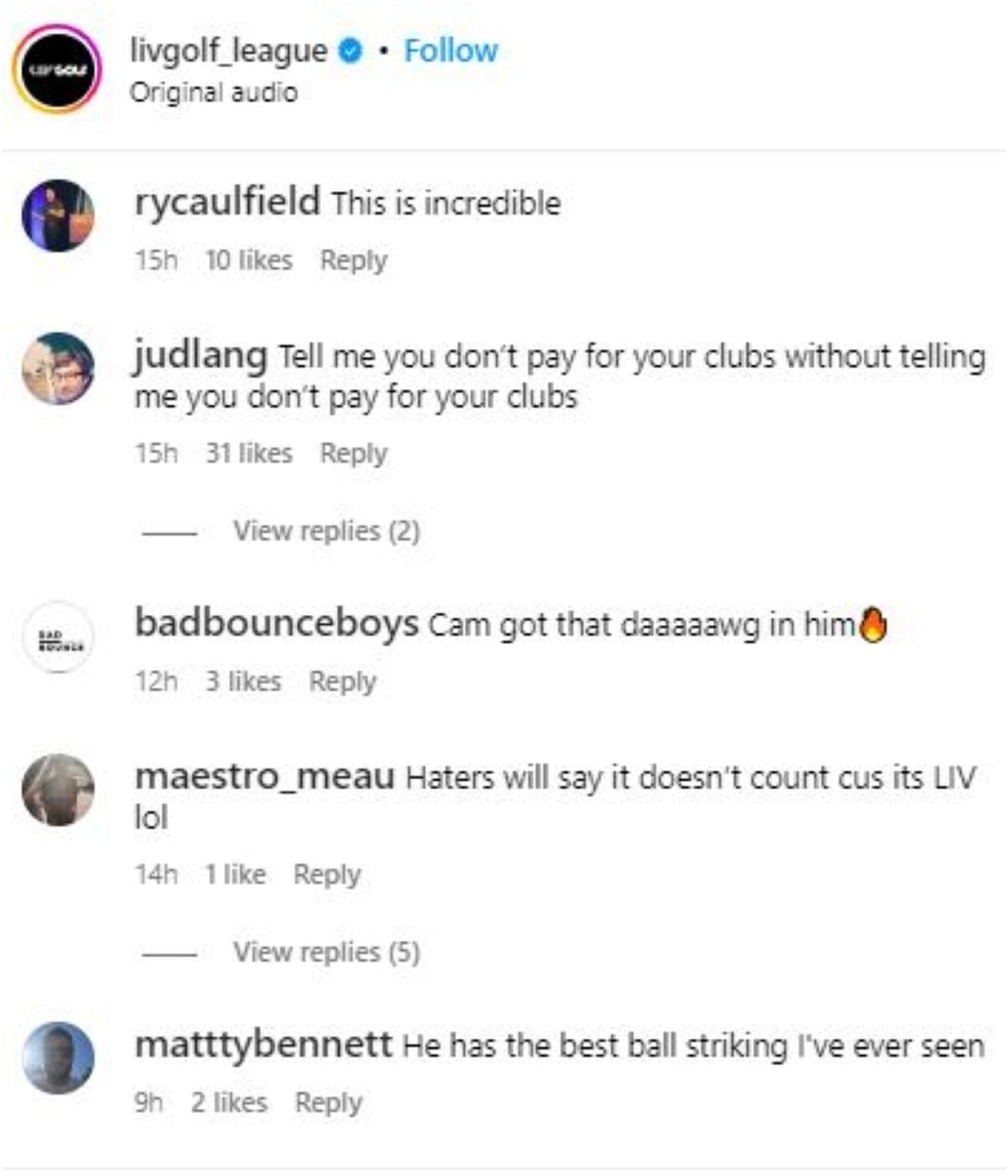 Screengrab via Instagram/@livgolf_league