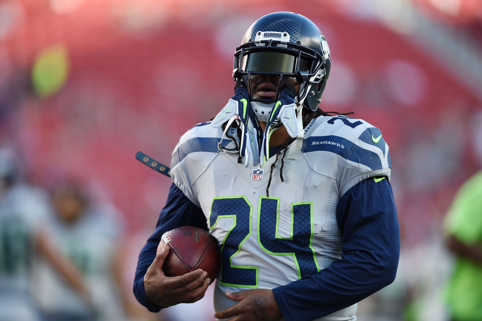 Marshawn Lynch is a national damn treasure': Viral video of Beast Mode's  SlamBall commentary gets widespread fan approval