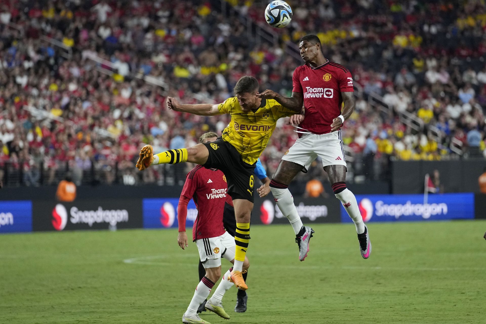 Manchester United in preseason action versus Borussia Dortmund.