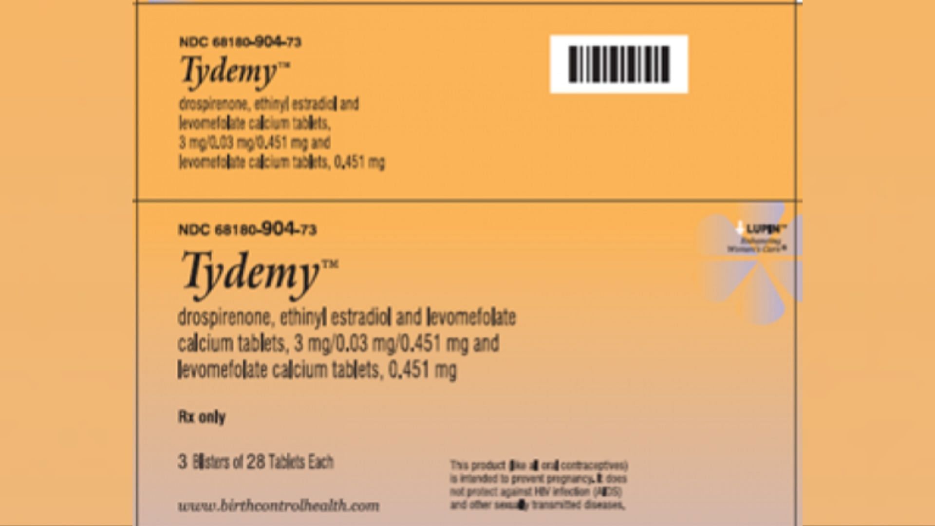 The recalled Tydemy Birth Control Pills are feared to become less effective due to the differences in the purity and presence of the inactive ingredient (Image via FDA)