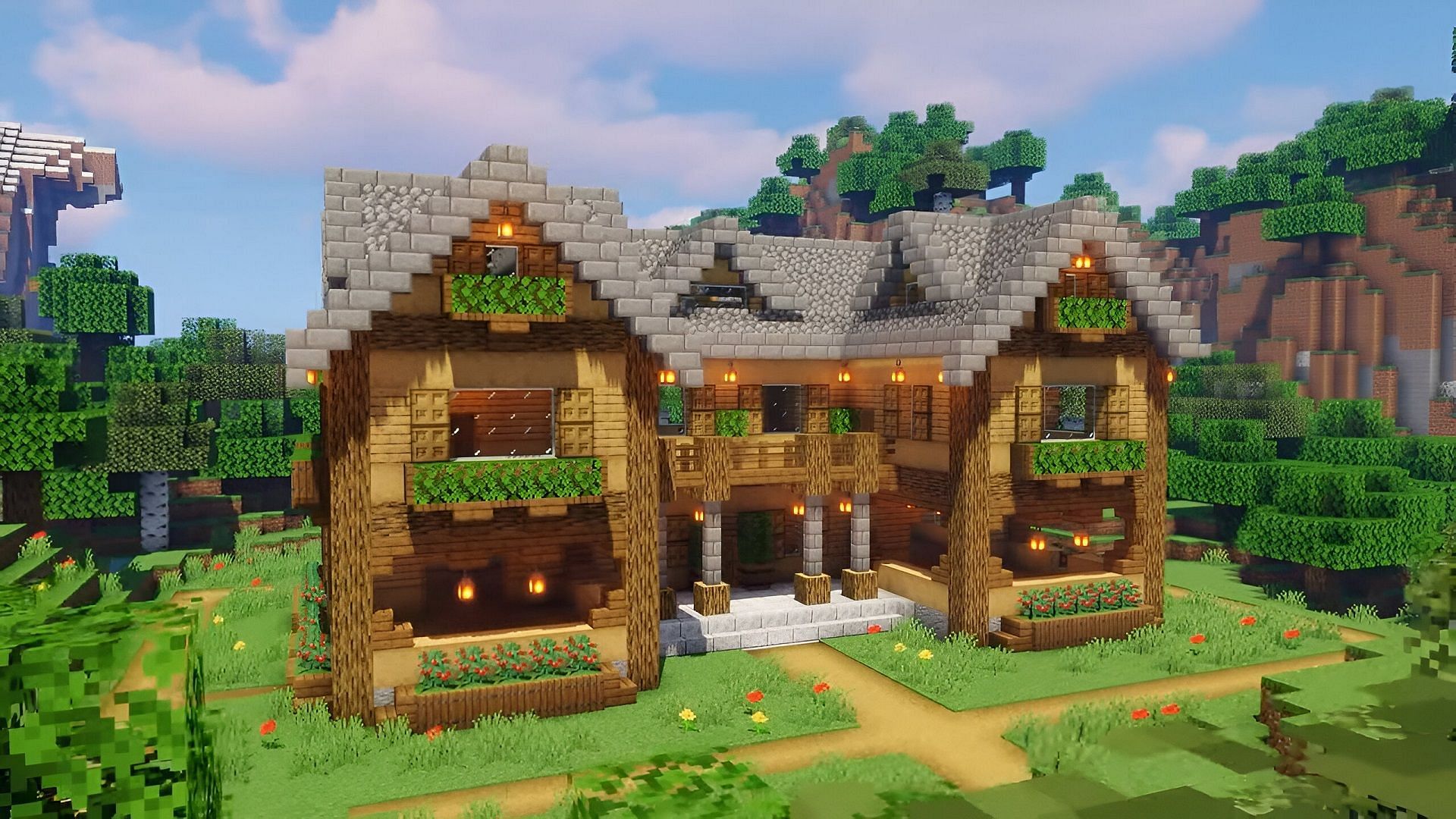 Compared to most Minecraft mansions, this build should be much easier to construct (Image via Vaalo/YouTube)