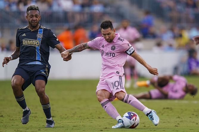 Watch: Lionel Messi glares at Philadelphia Union star who kicked out at 19-year-old teammate Noah Allen
