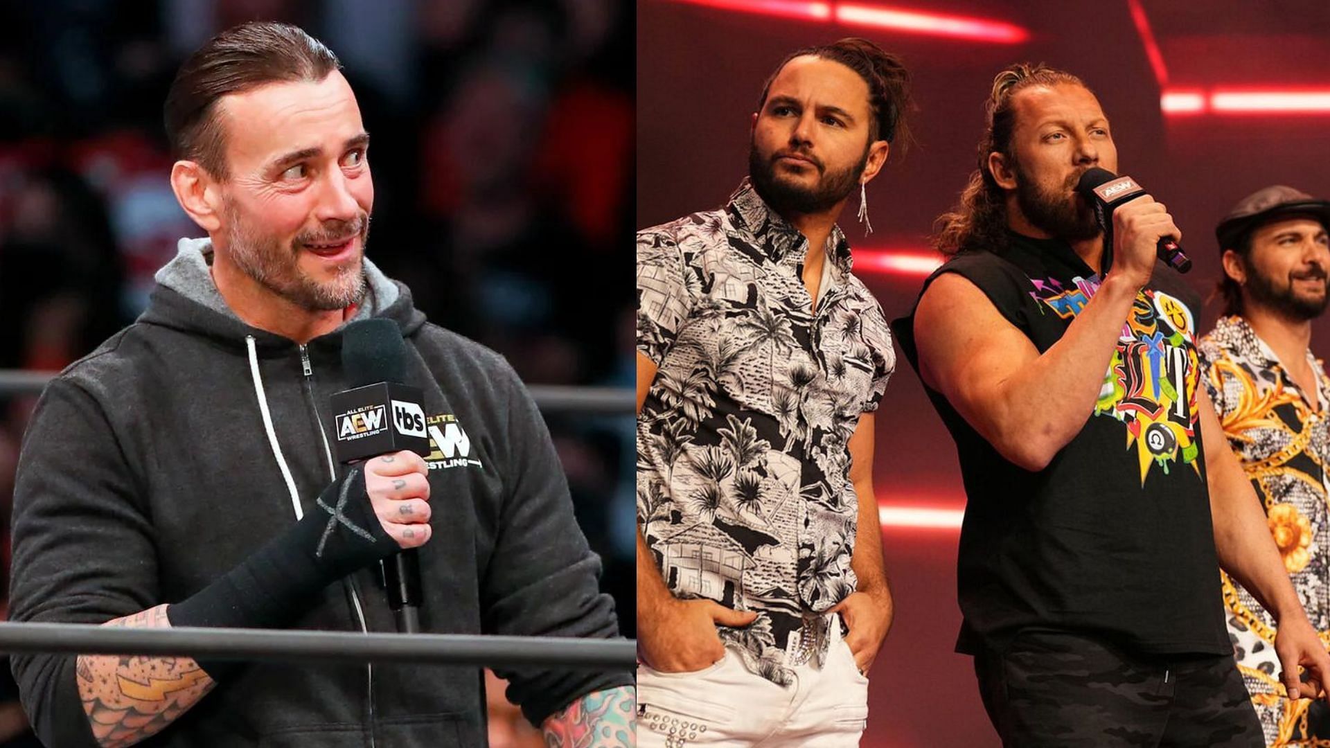CM Punk(left); The Elite(right)