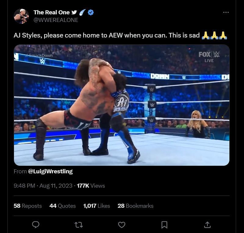 This fan believes that AJ needs to come to AEW