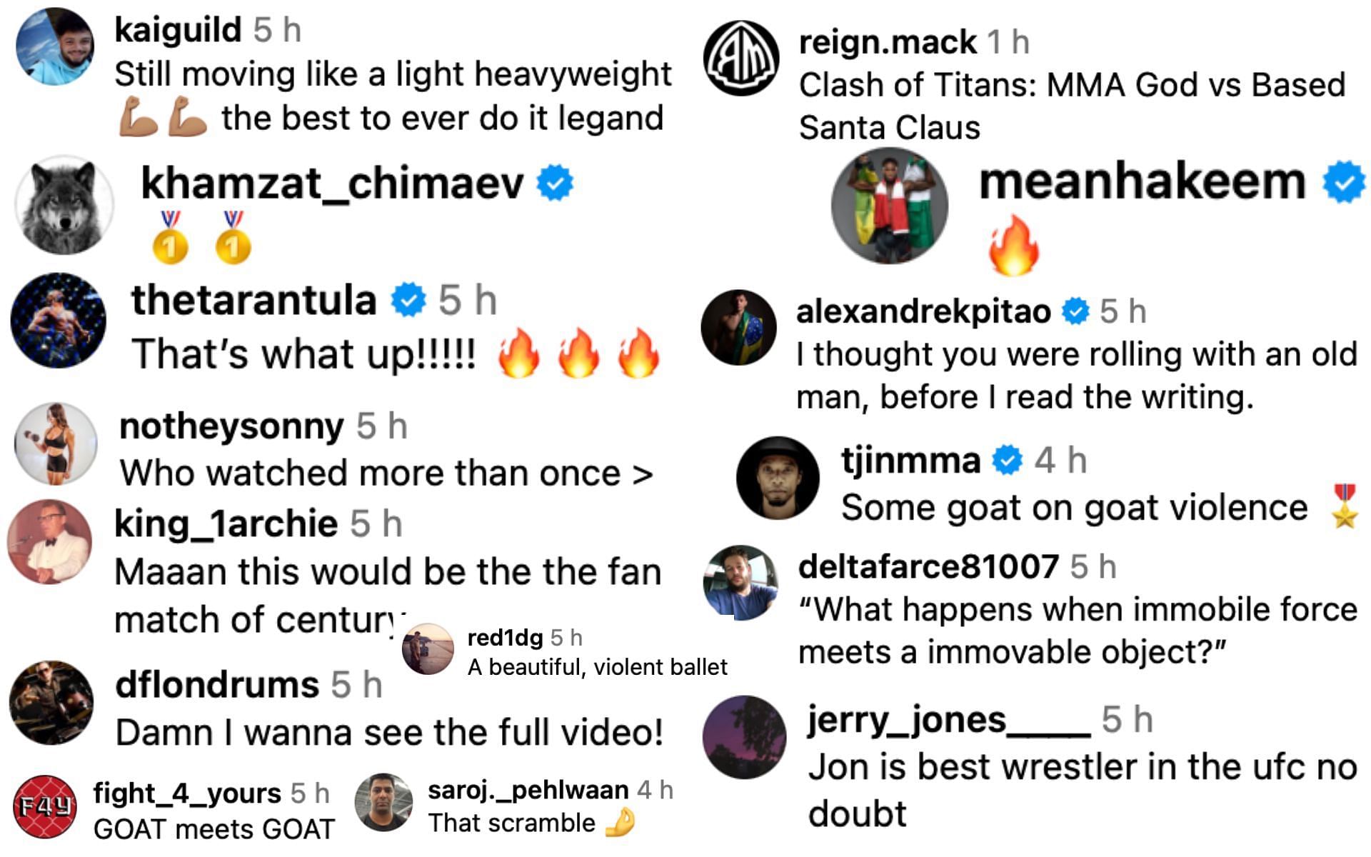 Fans react under Jones&#039; Instagram post of him grappling with Gordon Ryan. [via Instagram @jonnybones]