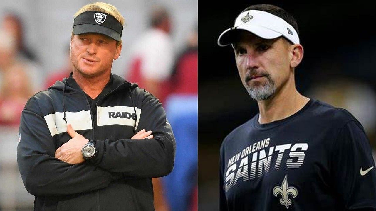 New Orleans Saints defensive coordinator Dennis Allen looks up at the  scoreboard during the game against the Chicago Bears at the Mercedes-Benz  Superdome in New Orleans October 29, 2017. Photo by AJ