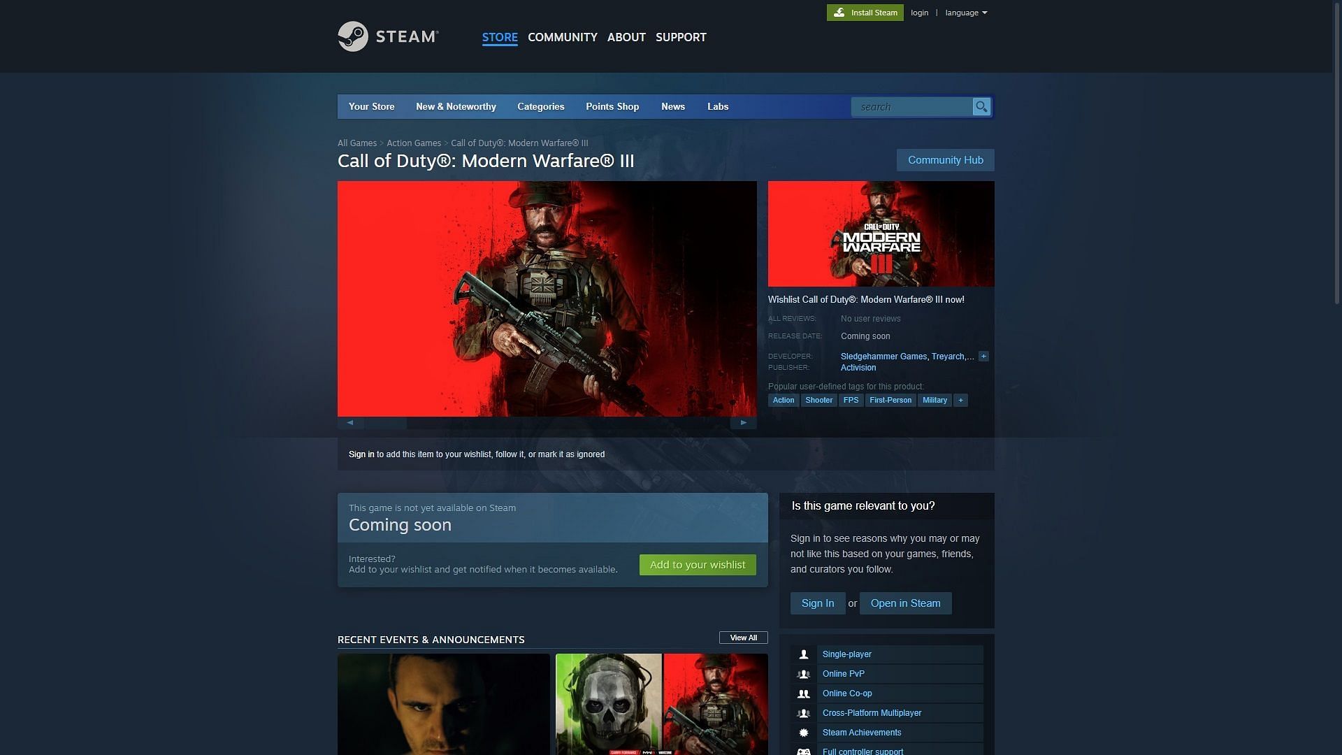 Modern Warfare 3 Steam Page Now Live, Has 7 Studios Working on the Game