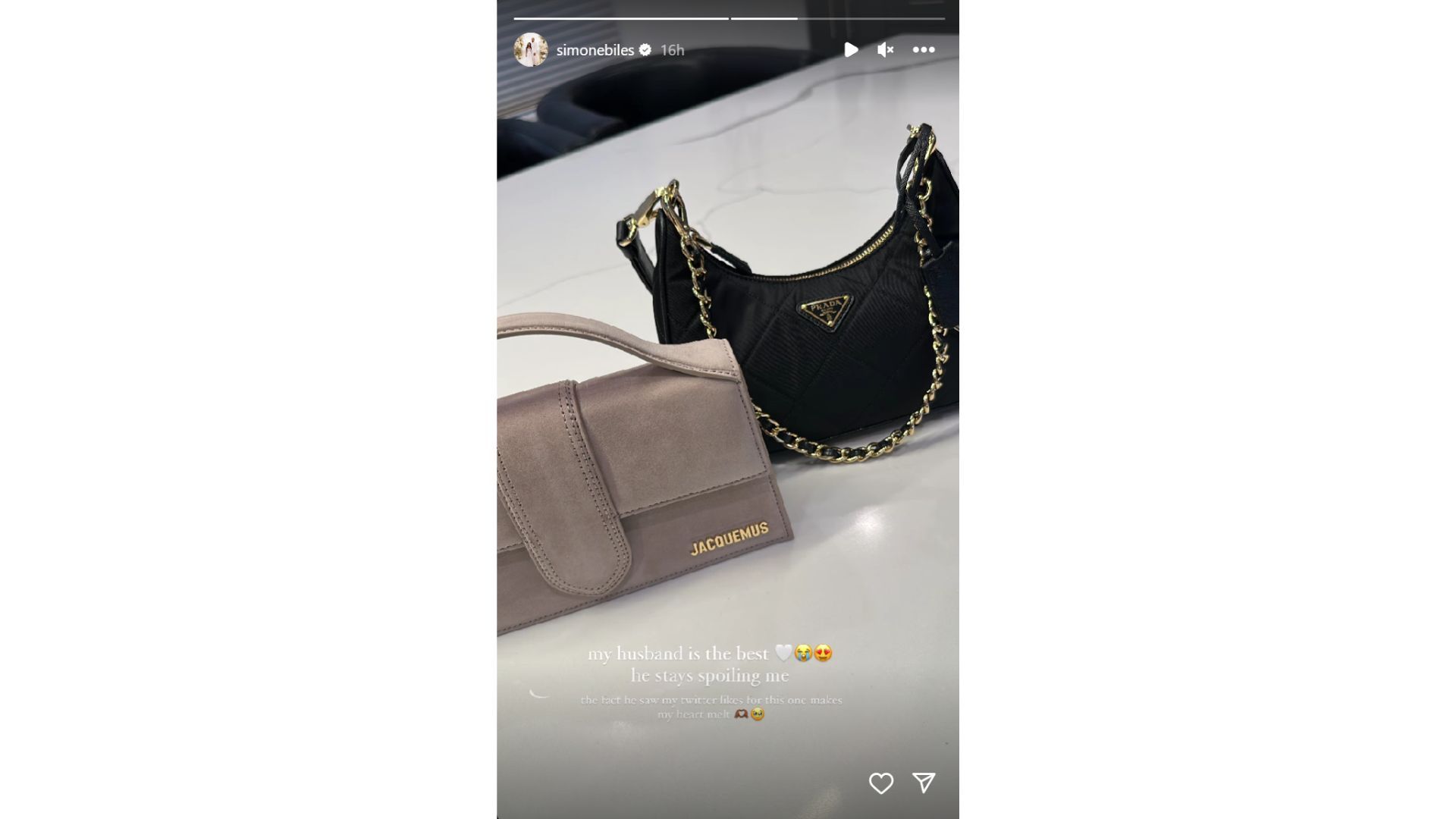 Simone Biles gloats as Jonathan Owens spoils her with Prada, Jacquemus bags  - Makes my heart melt