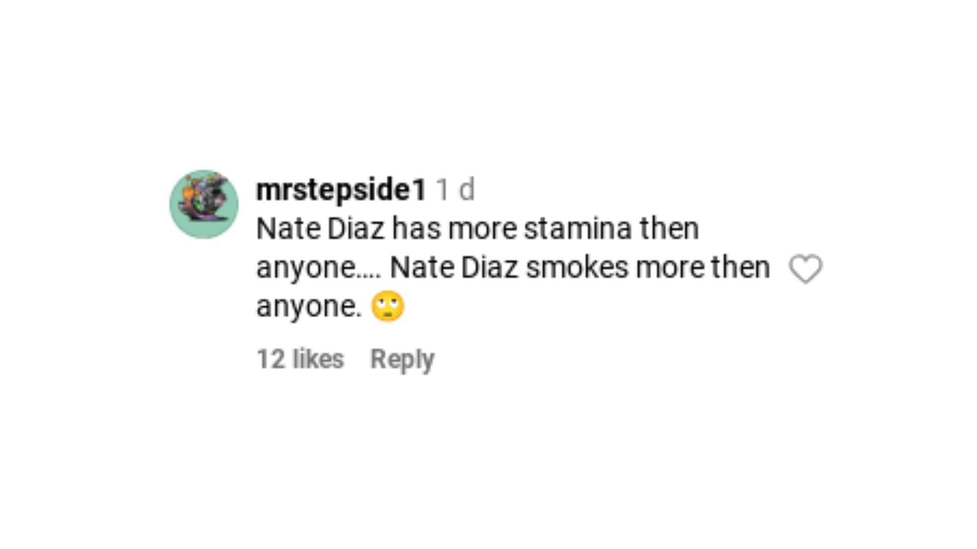A fan referring to Nate Diaz