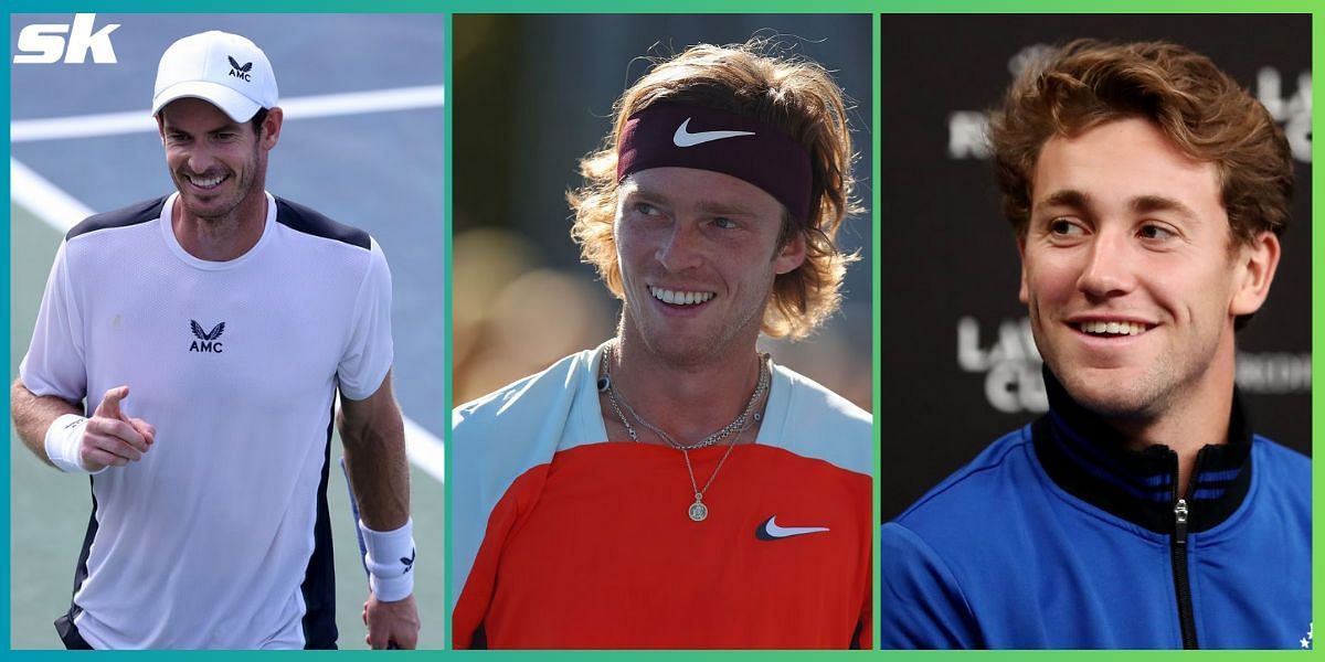 (From L-R) Andy Murray, Andrey Rublev and Casper Ruud
