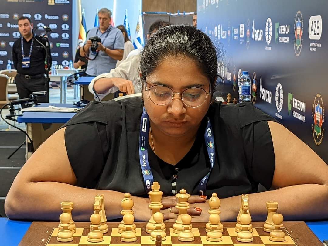 Mary Ann Gomes shine in FIDE Chess World Cup 2023 (Image via Shahid Ahmed/Twitter)
