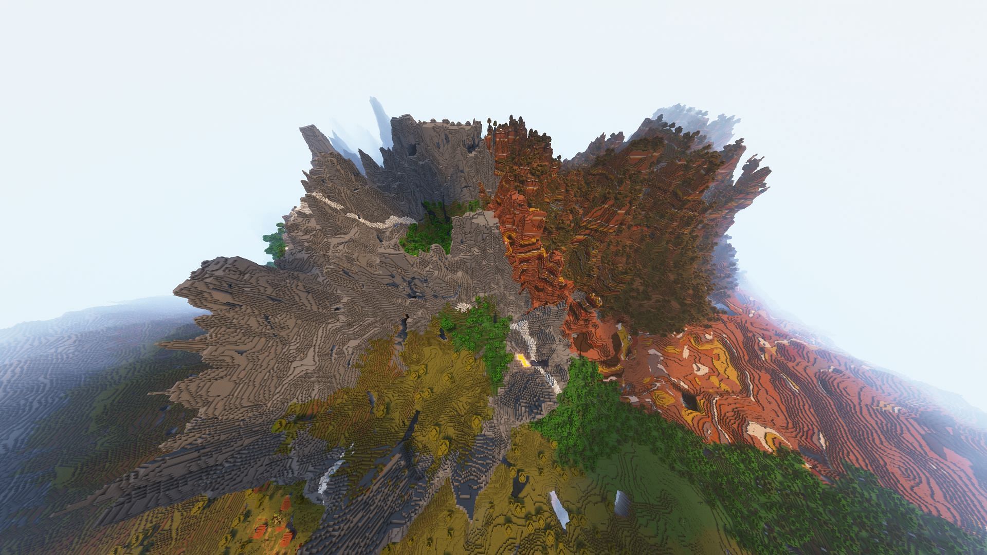 This seed&#039;s multi-biome mountain is a sight to behold (Image via Weetablx-/Reddit)