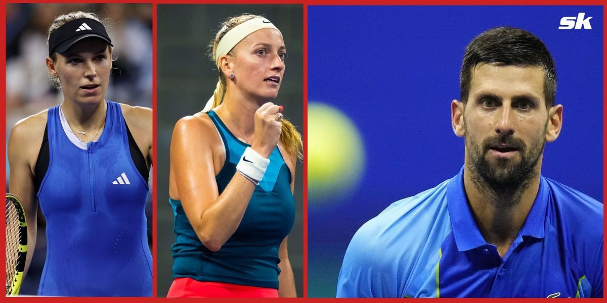 Caroline Wozniacki, Petra Kvitova and Novak Djokovic