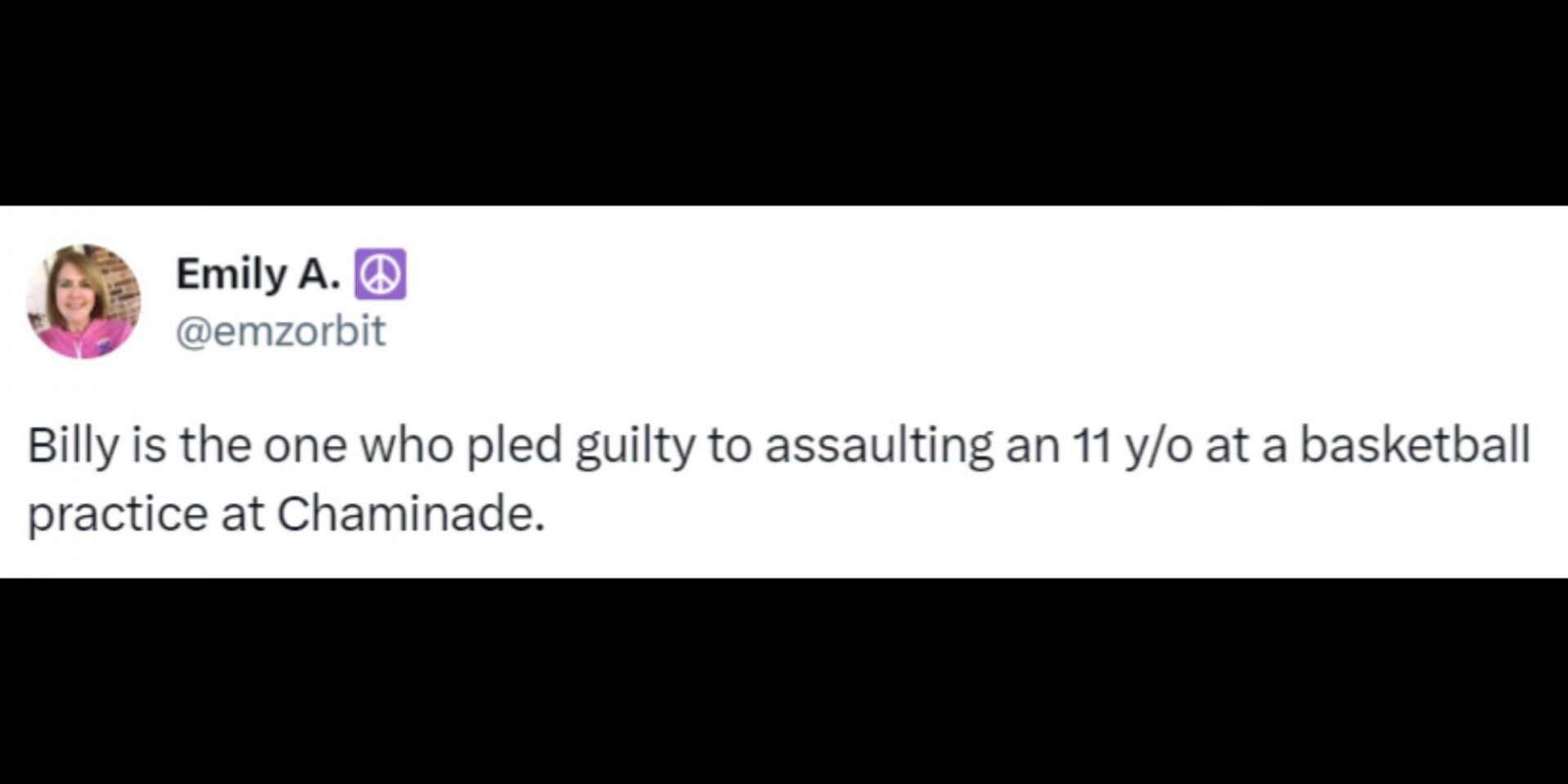 Billy Busch pleaded guilty to assaulting an 11-year-old. (Image via Twitter/@emzorbit)