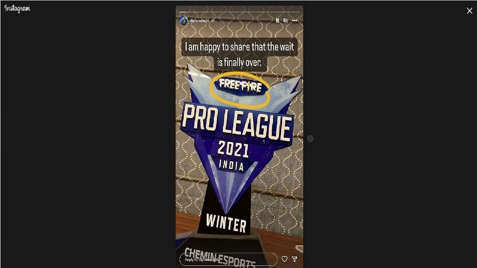 The Instagram story of Diptanshu Saini has sparked rumors regarding the Free Fire unban (Image via Garena)