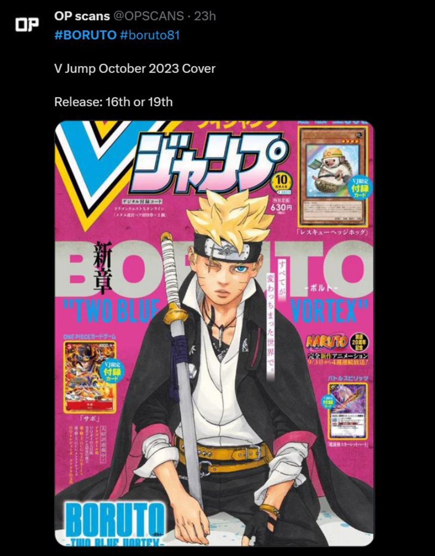 Vjump magazine dropped latest boruto design for boruto manga cover