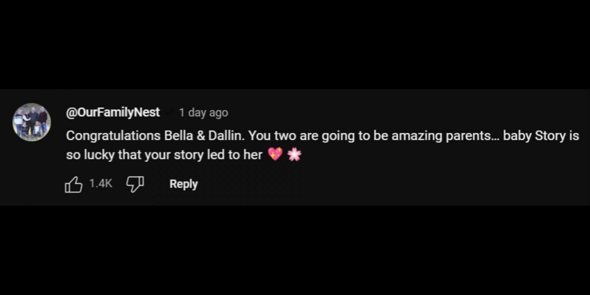 Fans and viewers congratulate Bella and Dallin Lambert on welcoming their daughter. (Image via YouTube/@DELLAVLOGS)