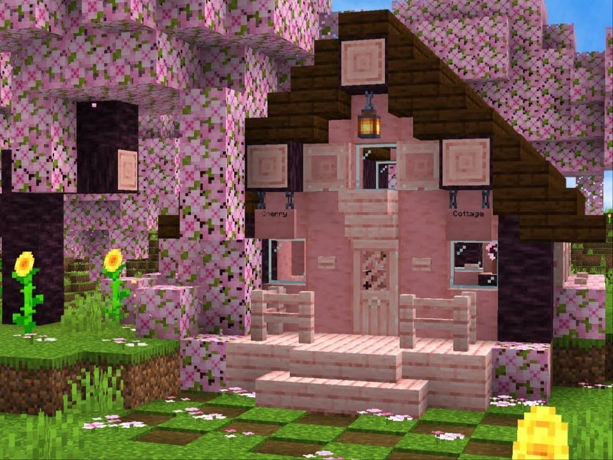 The Cherry Blossom biome will finally be available in the classroom edition (Image via Mojang Studios)