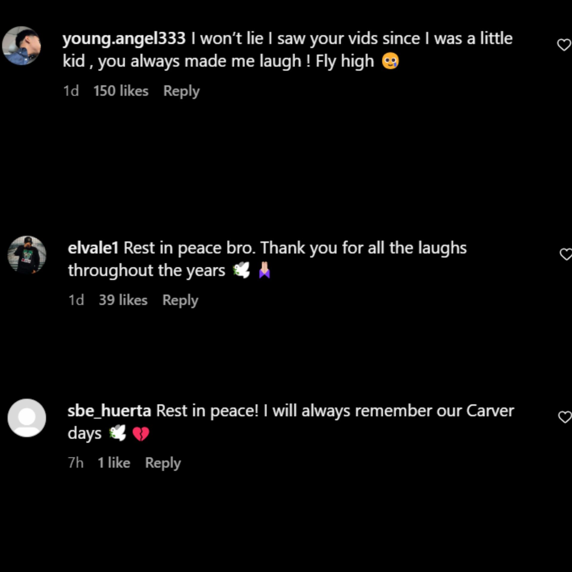 Netizens pay tribute to the YouTuber following his death (Image via Instagram)