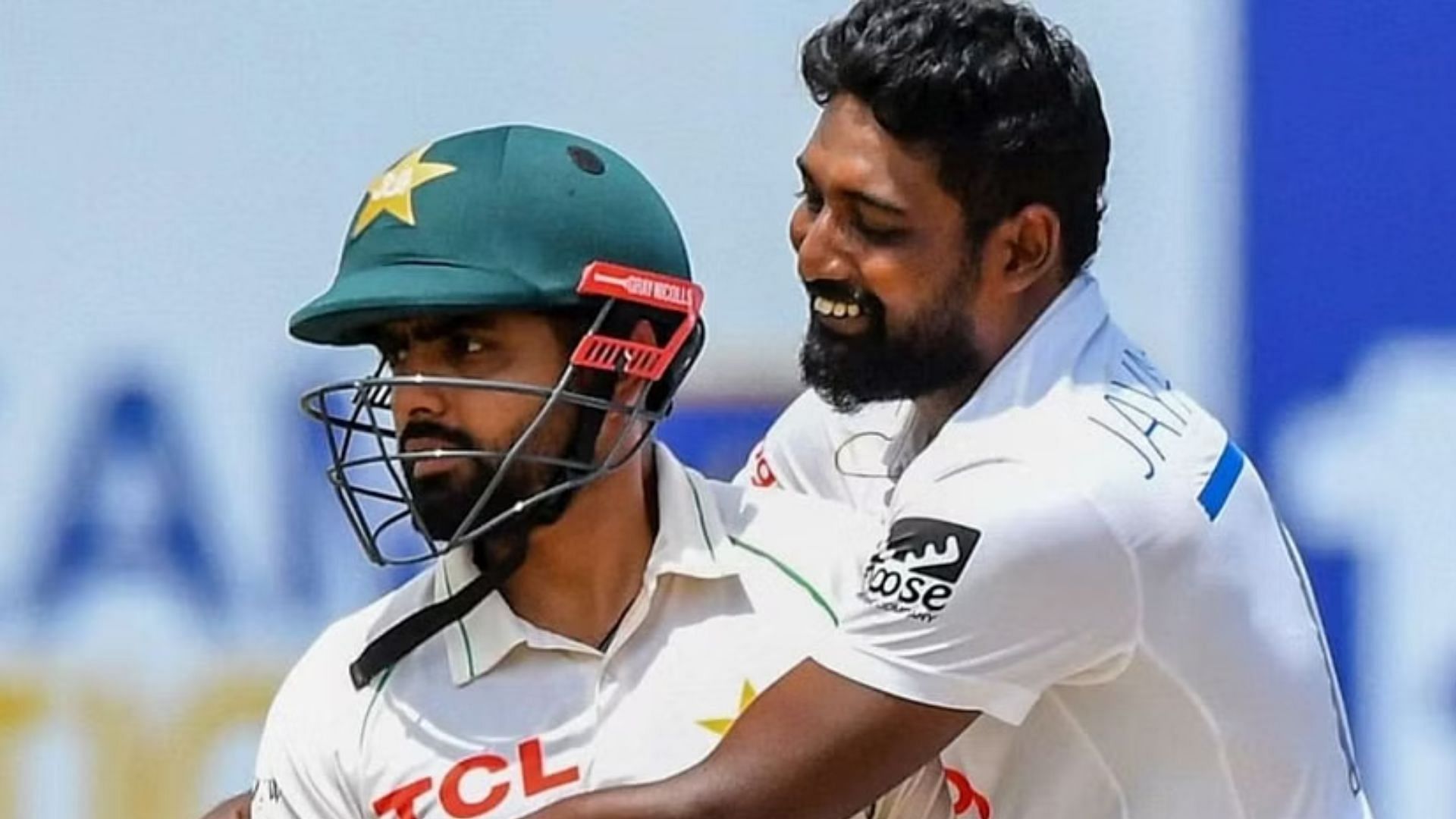 Babar Azam (L) has found it tough to deal with Prabath Jayasuriya (P.C.: X)