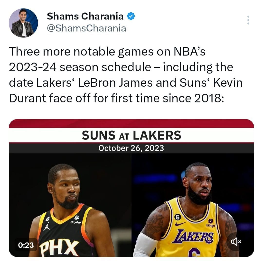 Shams Charania gives update on LeBron James vs Kevin Durant