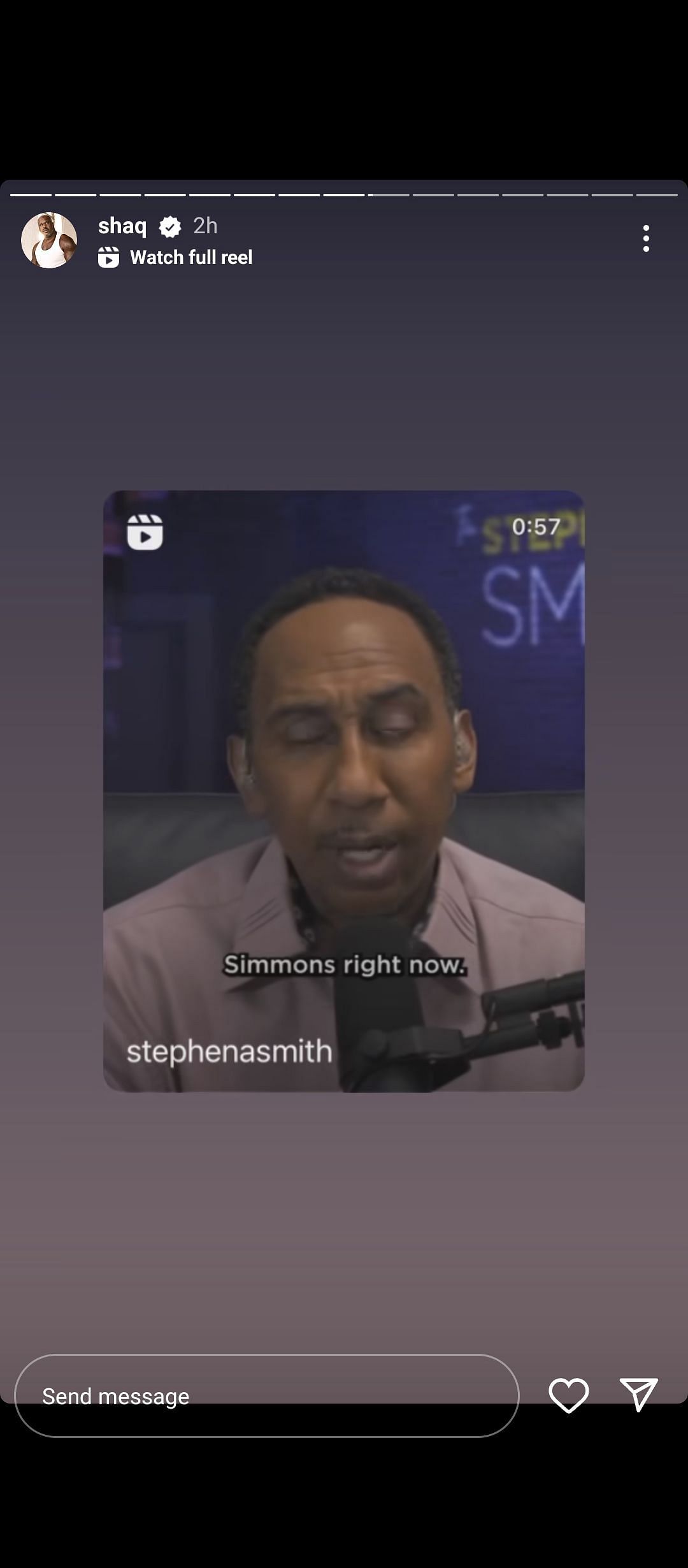 Shaquille O&#039;Neal shared a video of Stephen A.Smith criticizing Ben Simmons on his Instagram story