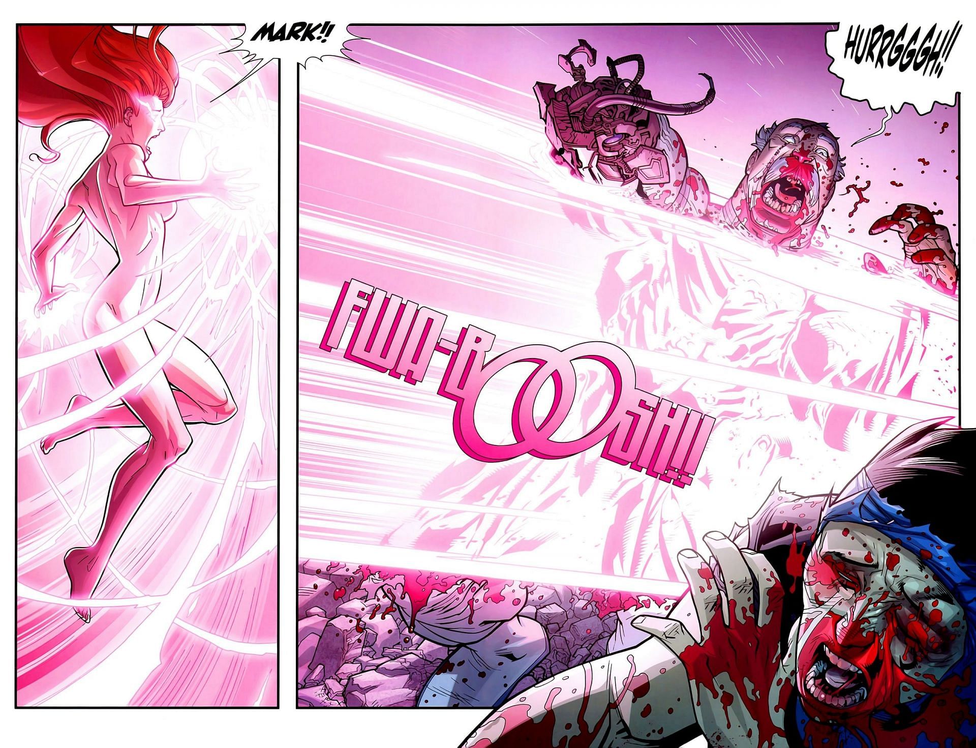 Atom Eve fighting Conquest (Image via Image Comics)