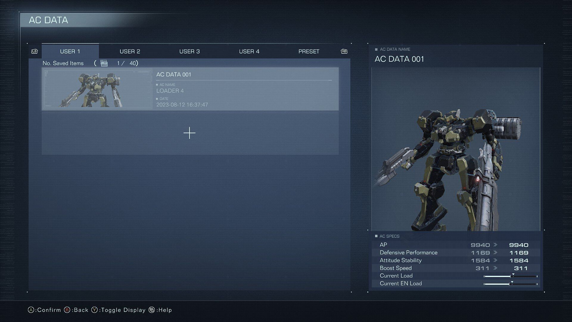 You can save your mech builds and even share them online (Image via FromSoftware, Sportskeeda)