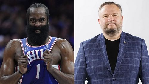 James Harden and Daryl Morey of the Philadelphia 76ers