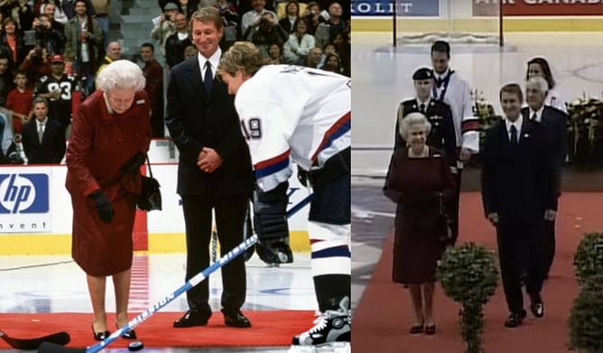 Wayne Gretzky once accompanied Queen Elizabeth II for a "Royal Puck Drop" at an exhibition game
