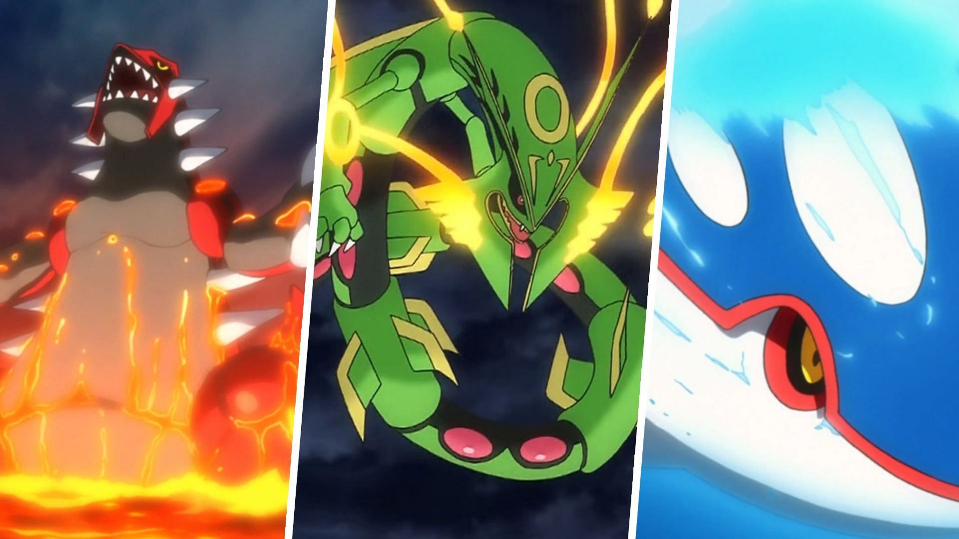 Shiny Mega Rayquaza vs Shiny Primal Groudon and Kyogre 