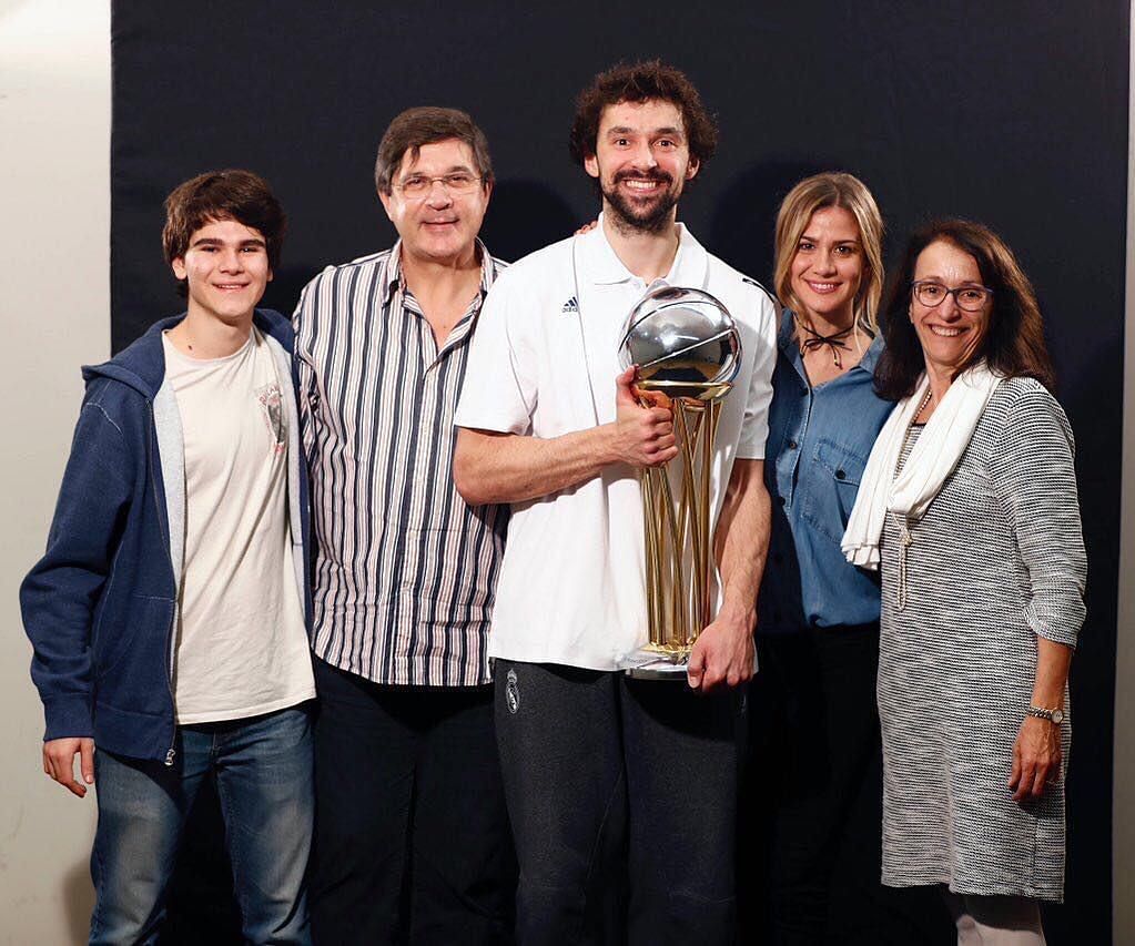 Sergio Llull with his parents and family